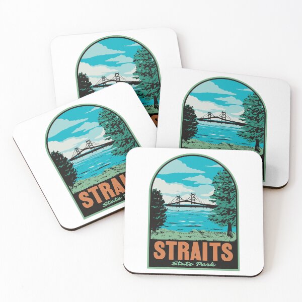 Item preview, Mackinac Bridge Straits State Park Retro Travel Art designed and sold by HalpinDesign.