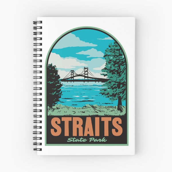 Item preview, Mackinac Bridge Straits State Park Retro Travel Art designed and sold by HalpinDesign.