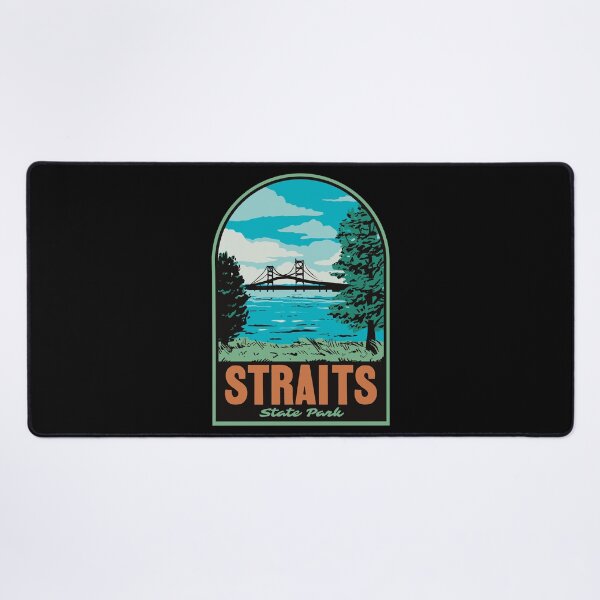 Item preview, Mackinac Bridge Straits State Park Retro Travel Art designed and sold by HalpinDesign.