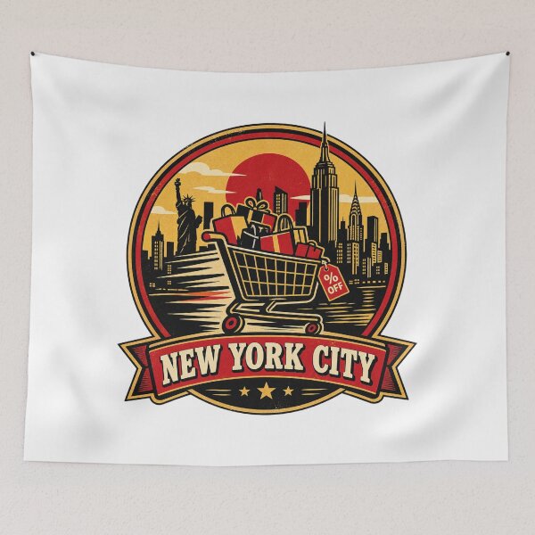 Item preview, NYC Black Friday Shirt – Retro Shopping Cart Chaos Badge Design designed and sold by Globalcitytees.