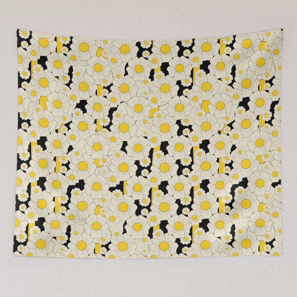 Item preview, Retro Daisy Bloom Seamless Pattern in Cream, Yellow and Black designed and sold by StefanStudioArt.
