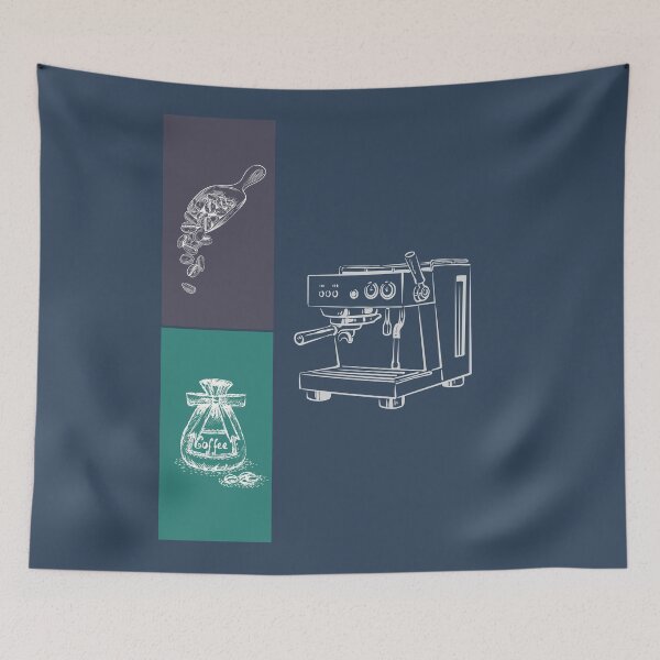 Item preview, Chalkboard Style Espresso Machine and Coffee Beans Line Art designed and sold by HBBS DESIGNS.