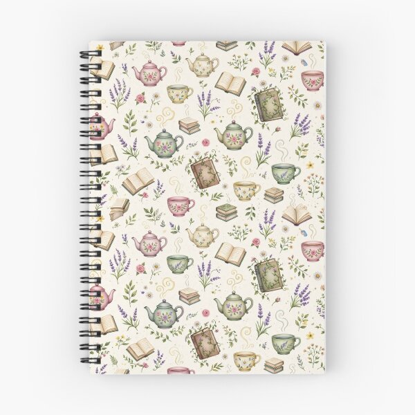 Item preview, Cottagecore Tea & Books Seamless Pattern | Vintage Watercolor Floral Design designed and sold by dalilashops.