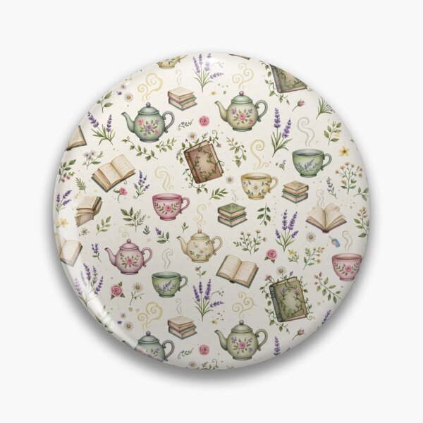 Item preview, Cottagecore Tea & Books Seamless Pattern | Vintage Watercolor Floral Design designed and sold by dalilashops.