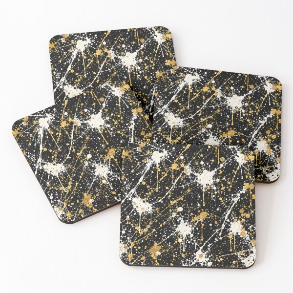 Item preview, Gilded Monochrome Splatter Action Abstract Art designed and sold by THE SPLATTERED HAUS BY SAGE BANKS.