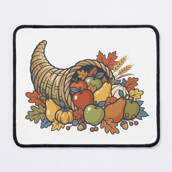 Item preview, Autumn Harvest Cornucopia with Fruits and Fall Leaves designed and sold by Mellow Doodle Co..