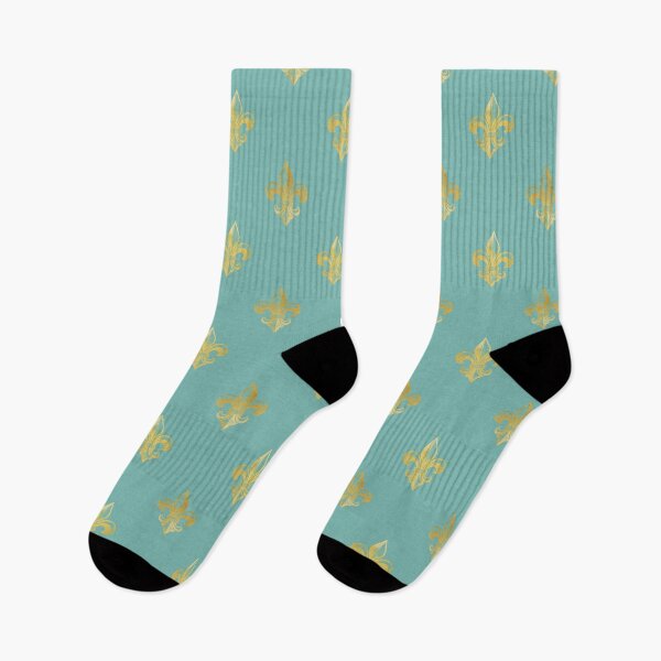 Item preview, Light teal gold Fleur de Lys designed and sold by Anne Londez Studio.