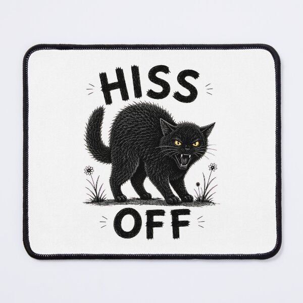 Item preview, HISS OFF Black Cat Mean Angry Feline Illustration designed and sold by OlyvieArt.