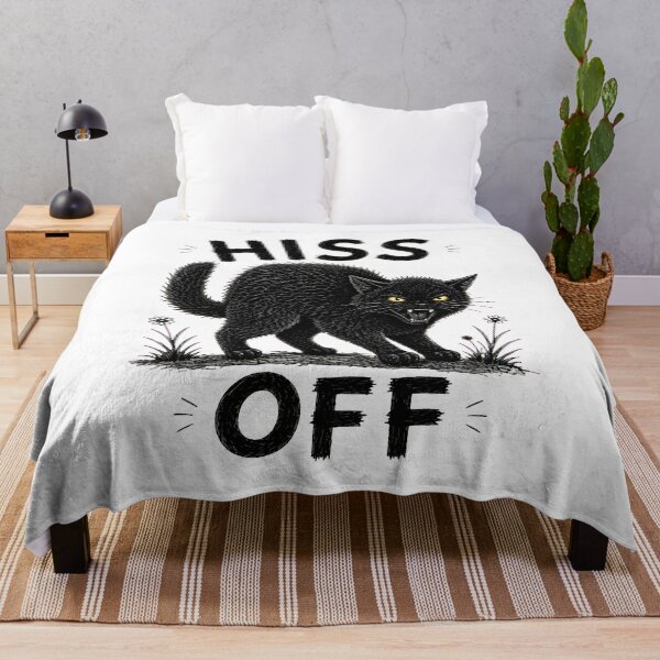 Item preview, HISS OFF Black Cat Mean Angry Feline Illustration designed and sold by OlyvieArt.