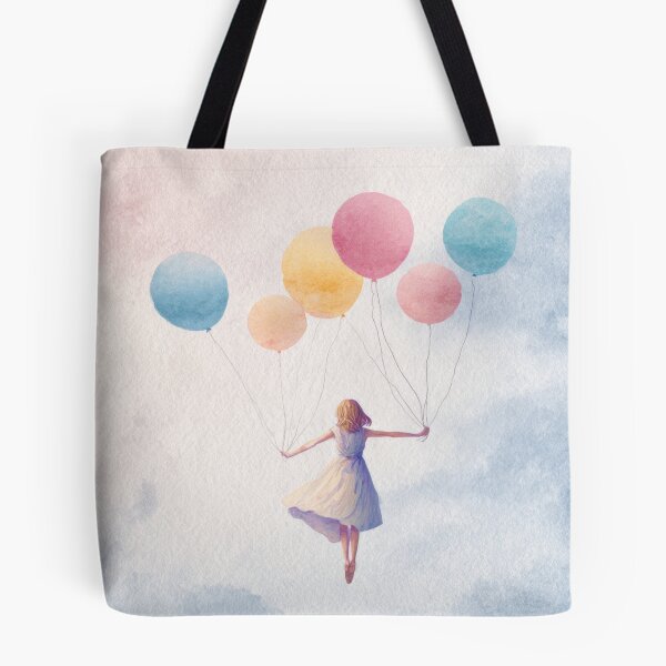 Item preview, Girl holding balloons in sky designed and sold by anytka.