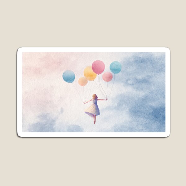 Item preview, Girl holding balloons in sky designed and sold by anytka.