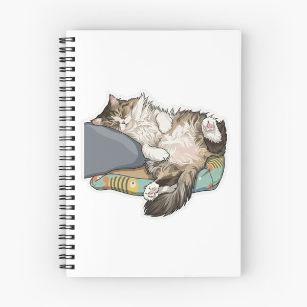 Item preview, Sleeping Fluffy Cat on Fish Bed | Cute Lazy Cat Illustration designed and sold by PetalsPaws.
