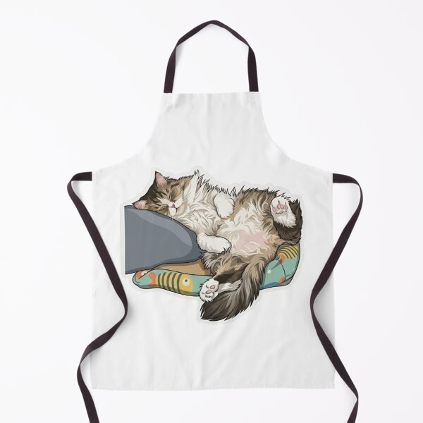 Item preview, Sleeping Fluffy Cat on Fish Bed | Cute Lazy Cat Illustration designed and sold by PetalsPaws.