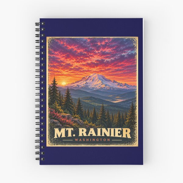 Item preview, Mt. Rainier Sunset Vintage Travel Poster designed and sold by Swanny's Custom T-shirt and Gift Designs.