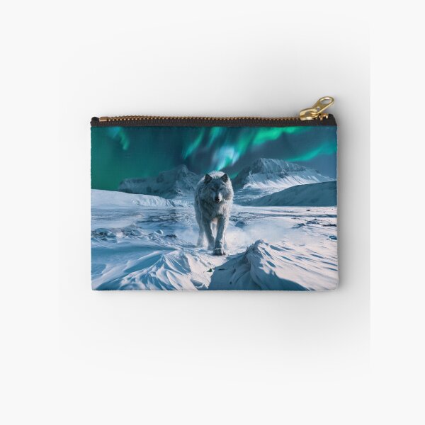 Item preview, A gigantic Amarok of Inuit mythology standing upon a vast snow-covered Arctic landscape beneath the northern lights, Fantasy & Mythological Creatures designed and sold by CDC40.