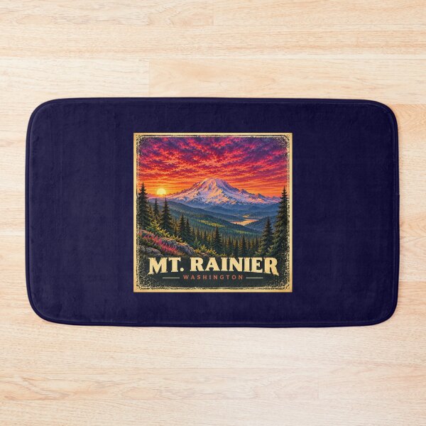Item preview, Mt. Rainier Sunset Vintage Travel Poster designed and sold by Swanny's Custom T-shirt and Gift Designs.
