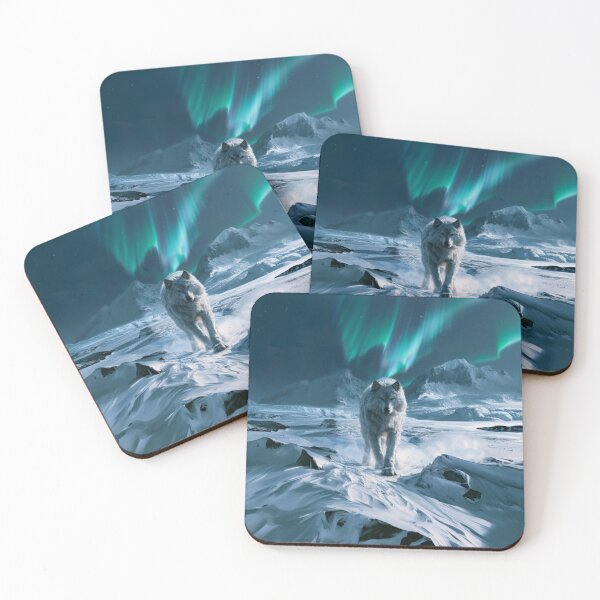Item preview, A gigantic Amarok of Inuit mythology standing upon a vast snow-covered Arctic landscape beneath the northern lights, Fantasy & Mythological Creatures designed and sold by CDC40.