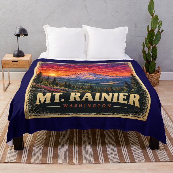 Item preview, Mt. Rainier Sunset Vintage Travel Poster designed and sold by Swanny's Custom T-shirt and Gift Designs.