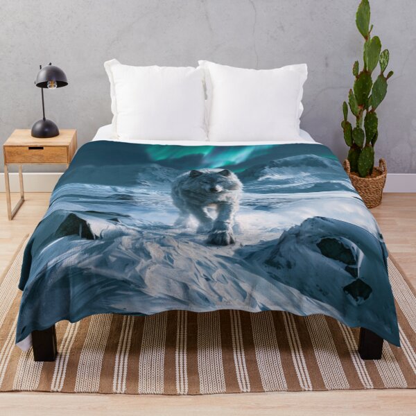 Item preview, A gigantic Amarok of Inuit mythology standing upon a vast snow-covered Arctic landscape beneath the northern lights, Fantasy & Mythological Creatures designed and sold by CDC40.