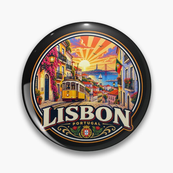 Item preview, Lisbon Portugal Vintage Travel Poster designed and sold by timiparkerart.