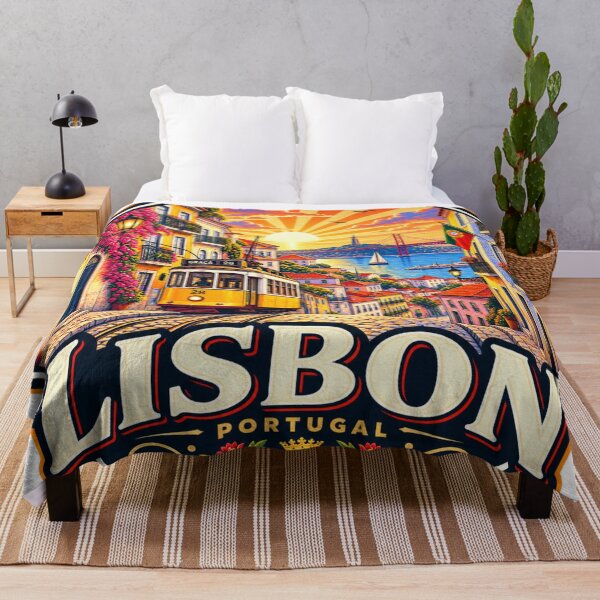 Item preview, Lisbon Portugal Vintage Travel Poster designed and sold by timiparkerart.