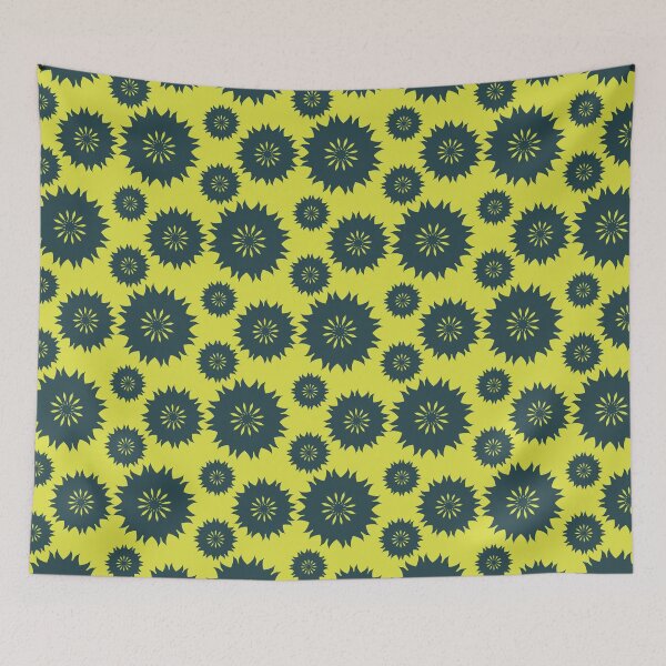 Item preview, Bold Sunburst Floral Geometric Repeat in Lime and Teal designed and sold by StefanStudioArt.