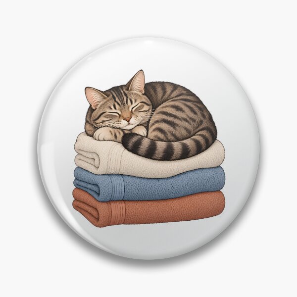 Item preview, Cozy Tabby Cat Sleeping on Folded Towels designed and sold by Artmares.