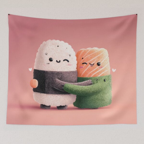 Item preview, Los adorables personajes de sushi se abrazan. designed and sold by anytka.