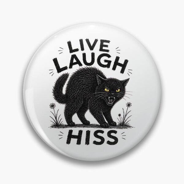 Item preview, Live Laugh Hiss Black Cat Illustration designed and sold by OlyvieArt.