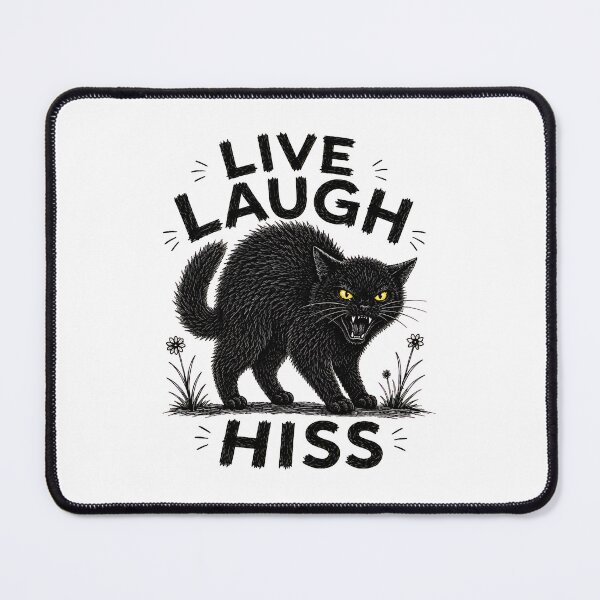 Item preview, Live Laugh Hiss Black Cat Illustration designed and sold by OlyvieArt.