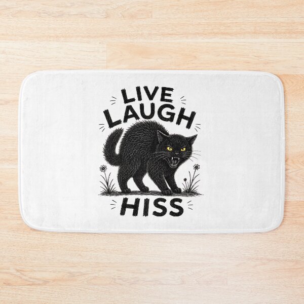 Item preview, Live Laugh Hiss Black Cat Illustration designed and sold by OlyvieArt.