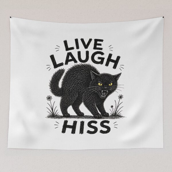 Item preview, Live Laugh Hiss Black Cat Illustration designed and sold by OlyvieArt.