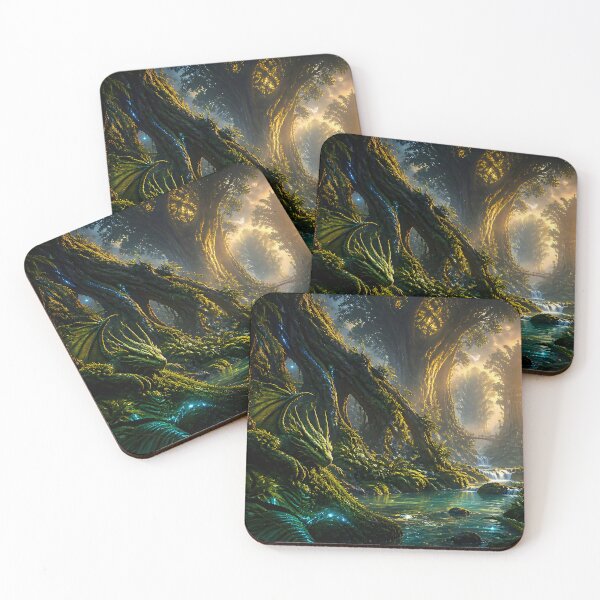 Item preview, Camouflaged Dragon Hides From a Golden Sunrise in a Mystical Forest designed and sold by Fanta-sticky.
