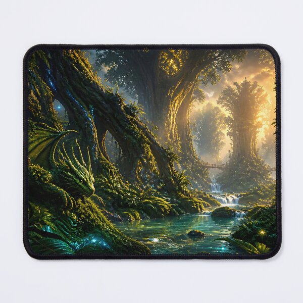 Item preview, Camouflaged Dragon Hides From a Golden Sunrise in a Mystical Forest designed and sold by Fanta-sticky.