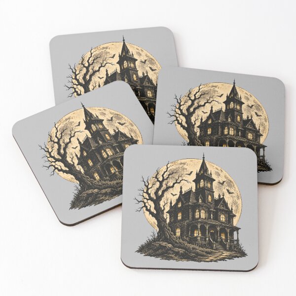 Item preview, Haunted House Moon Silhouette Vintage Halloween Shirt designed and sold by Moss & Mellow.