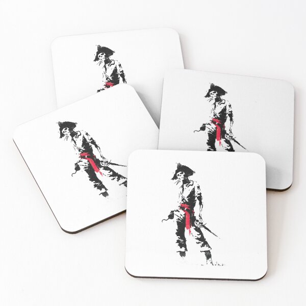 Item preview, Gritty Skeleton Pirate Captain Staring Stencil Print designed and sold by EdvvinStudios.