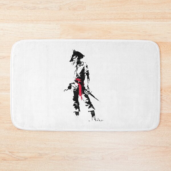 Item preview, Gritty Skeleton Pirate Captain Staring Stencil Print designed and sold by EdvvinStudios.