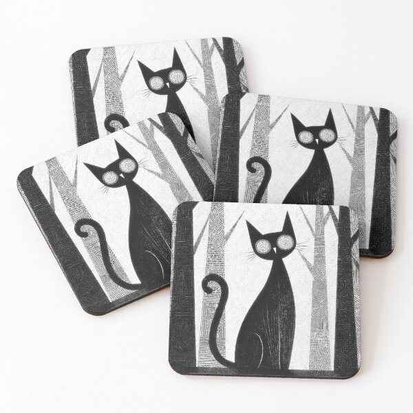 Item preview, Black cat in a forest at night designed and sold by anytka.