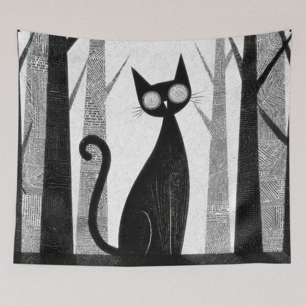 Item preview, Black cat in a forest at night designed and sold by anytka.