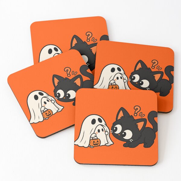 Item preview, Halloween Black Cat and Ghost – Cute Spooky Cat designed and sold by MewMade.