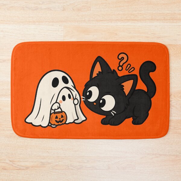 Item preview, Halloween Black Cat and Ghost – Cute Spooky Cat designed and sold by MewMade.