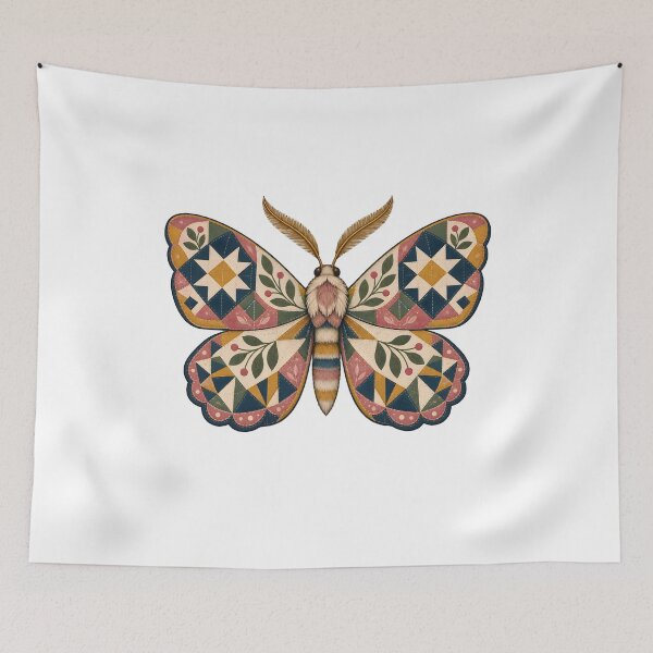 Item preview, Quilt Moth with Patchwork Folk Art Wings designed and sold by Artmares.