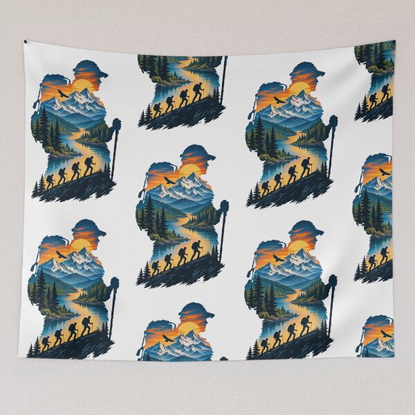 Item preview, Mountain Journey Double Exposure Adventure Silhouette Design designed and sold by CreativeNest Prints.