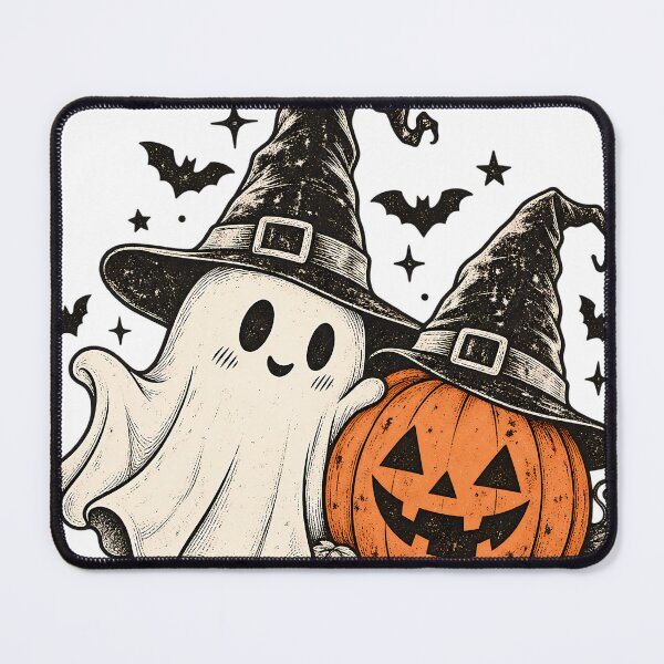 Item preview, Cute Ghost and Pumpkin Witch Hat Halloween Shirt designed and sold by Moss & Mellow.