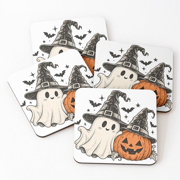 Item preview, Cute Ghost and Pumpkin Witch Hat Halloween Shirt designed and sold by Moss & Mellow.