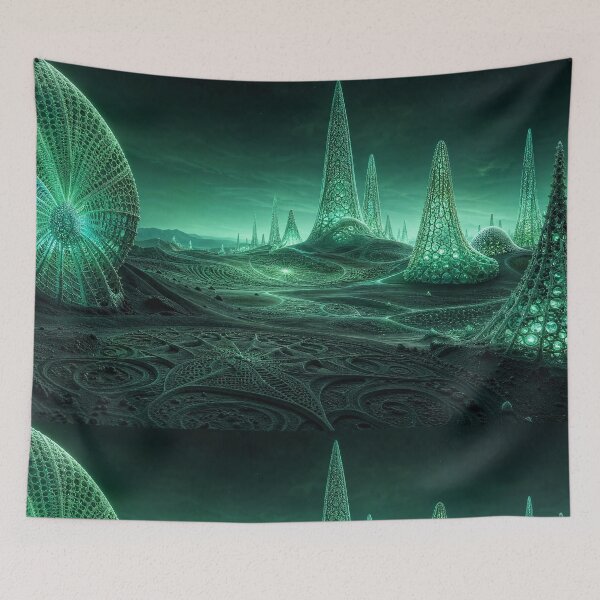 Item preview, Glowing Green Alien Crystal Towers Sacred Geometry | Monkeybusiness designed and sold by monkeybusiness.pt.