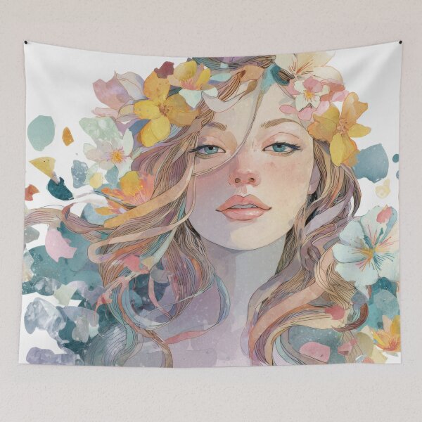 Item preview, Woman with flowers in her hair designed and sold by anytka.