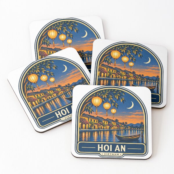 Item preview, Hoi An Vietnam Vintage Travel Badge – Lantern River Night Retro City Art designed and sold by CLOUTKULT.