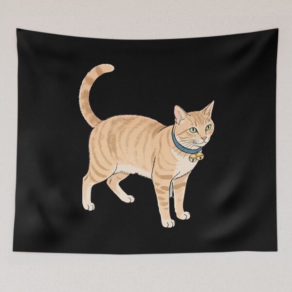 Item preview, Orange Tabby Cat with Blue Bell Collar designed and sold by OlyvieArt.