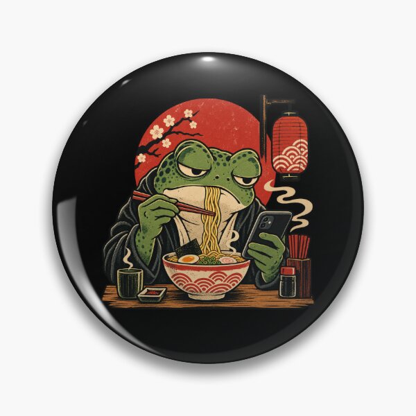 Item preview, Grumpy frog eating ramen designed and sold by HiPatti.